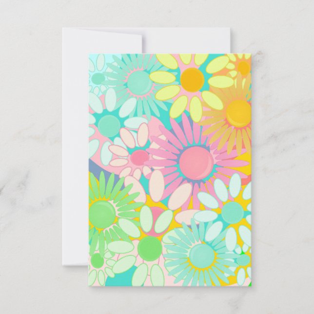 Mod Retro Angesagten 1960er 1970 Blumenblätter für Einladung (Vorderseite)