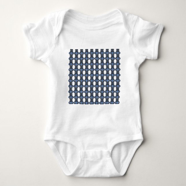 Mod Retro Blue Abstrakt Scarab Muster Baby Strampler (Vorderseite)