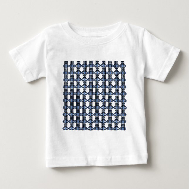 Mod Retro Blue Abstrakt Scarab Muster Baby T-shirt (Vorderseite)