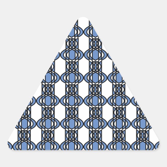 Mod Retro Blue Abstrakt Scarab Muster Dreieckiger Aufkleber (Vorderseite)