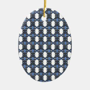 Mod Retro Blue Abstrakt Scarab Muster Keramikornament