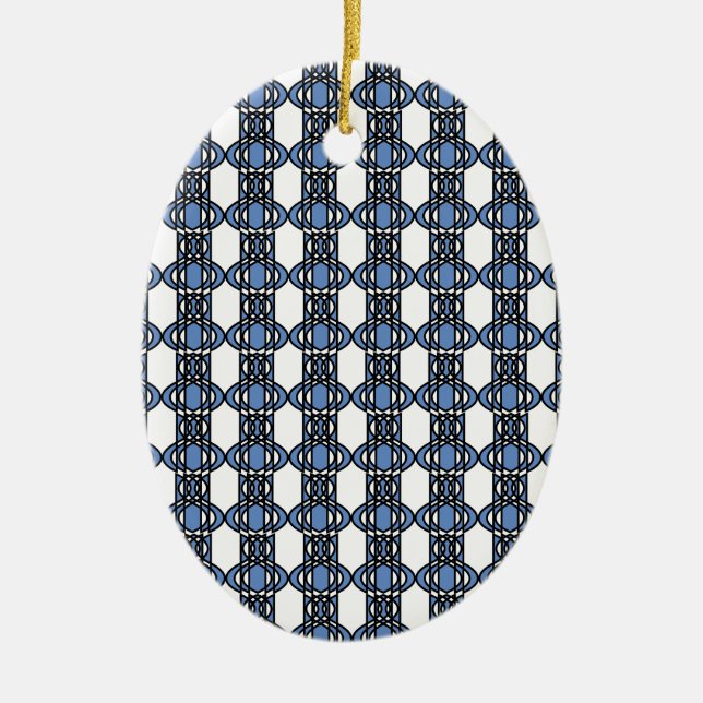 Mod Retro Blue Abstrakt Scarab Muster Keramikornament (Vorne)