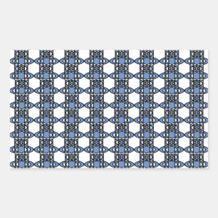 Mod Retro Blue Abstrakt Scarab Muster Rechteckiger Aufkleber