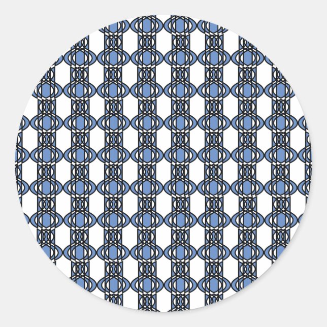 Mod Retro Blue Abstrakt Scarab Muster Runder Aufkleber (Vorderseite)