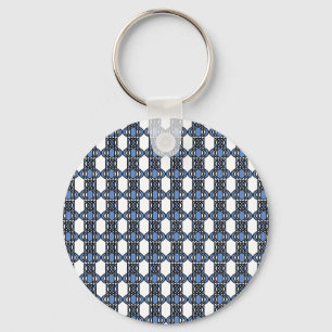 Mod Retro Blue Abstrakt Scarab Muster Schlüsselanhänger