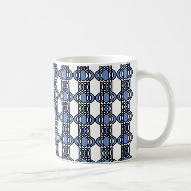 Mod Retro Blue Abstrakt Scarab Muster Tasse (Rechts)