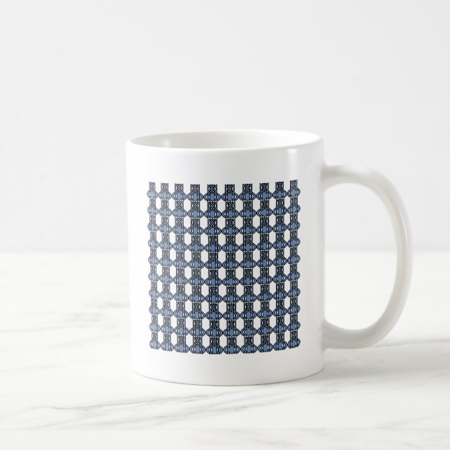 Mod Retro Blue Abstrakt Scarab Muster Tasse (Rechts)