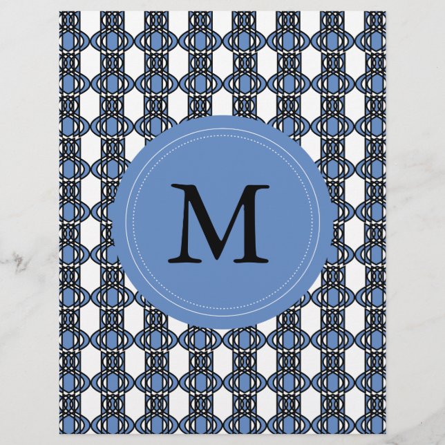 Mod Retro Monogram Blue Abstrakt Scarab Muster (Vorderseite)