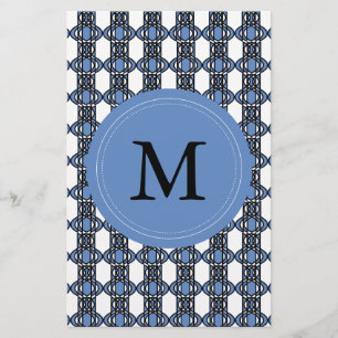Mod Retro Monogram Blue Abstrakt Scarab Muster Briefpapier