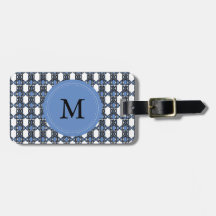 Mod Retro Monogram Blue Abstrakt Scarab Muster