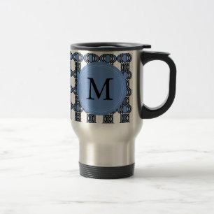 Mod Retro Monogram Blue Abstrakt Scarab Muster Reisebecher