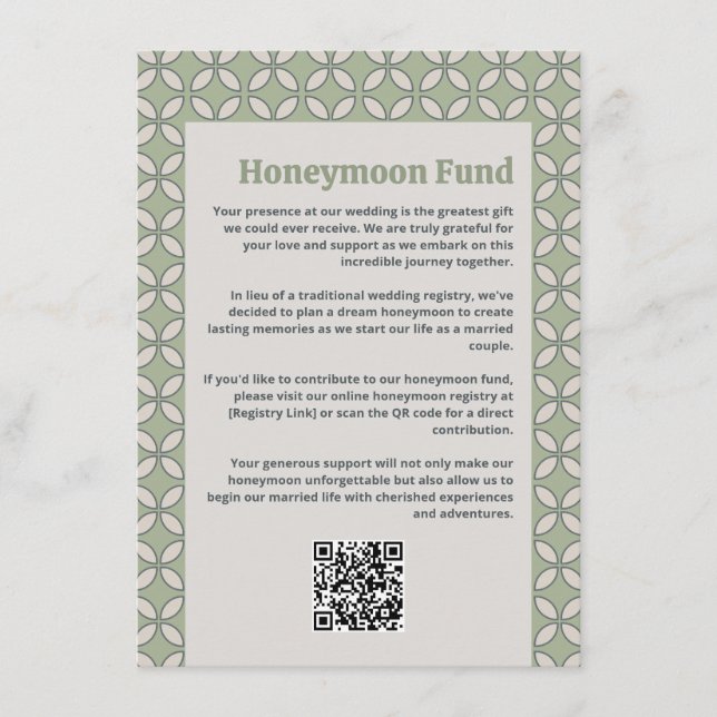 Mod Retro Wedding Olive Green Begleitkarte (Vorderseite)