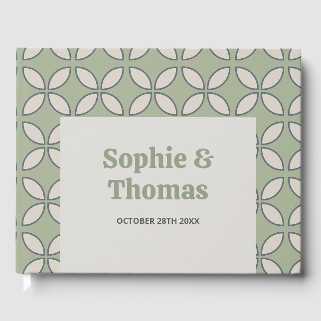 Mod Retro Wedding Olive Green Gästebuch (Vorderseite)