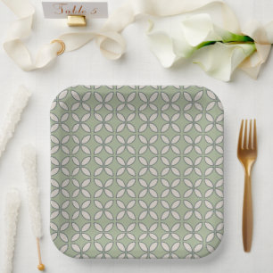 Mod Retro Wedding Olive Green Pappteller