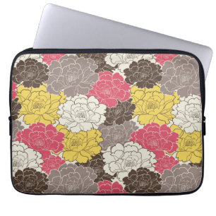 Mod-rosa gelbes Brown-Blumen-Blumenlaptop-Hülse Laptopschutzhülle