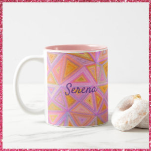 Mod Rosa Lila und gelb geometrisch Zweifarbige Tasse