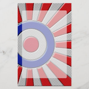 Mod Roundel Asian Sunburst in Carbon Fibre Style Briefpapier