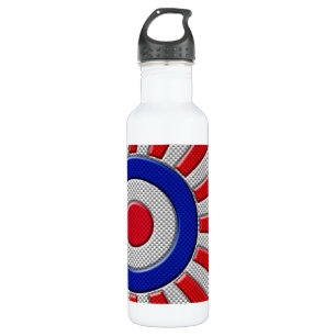 Mod Roundel Sunburst Design im Carbon Fibre Stil Trinkflasche
