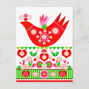 Mod Scandi Feiertags Vogel Postkarte