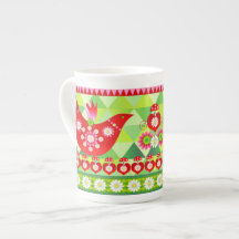 Mod Scandi Holiday Bird Bone China Spezielle Tasse