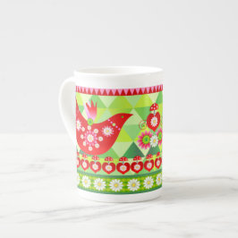 Mod Scandi Holiday Bird Bone China Spezielle Tasse
