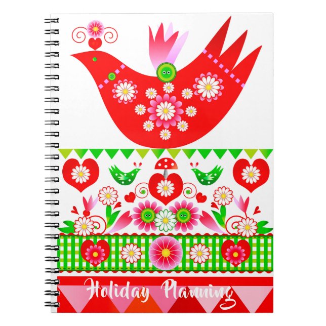 Mod Scandi Holiday Bird-Notizbuch Notizblock (Vorderseite)