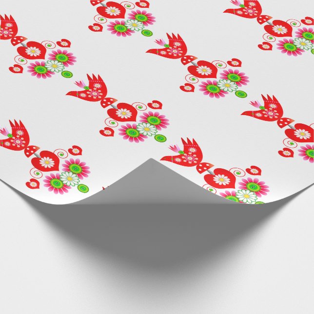 Mod Scandi Holiday Bird Weinlabel Geschenkpapier (Ecke)