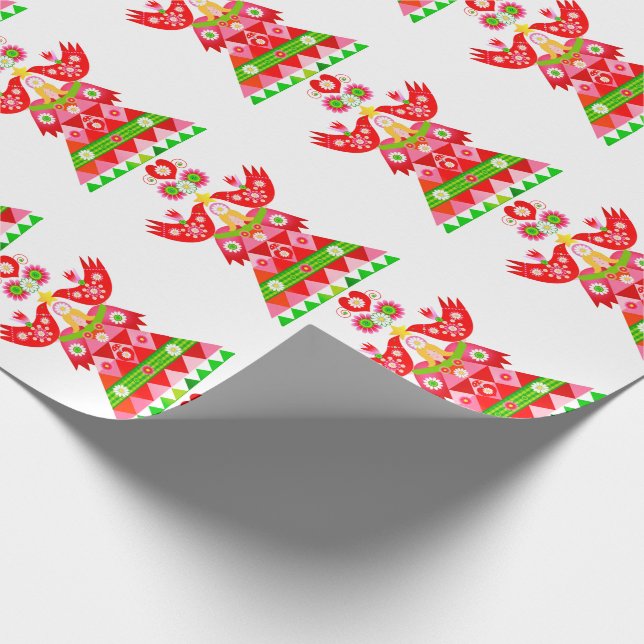 Mod Scandi Holiday Bird Wrapping Papier Geschenkpapier (Ecke)