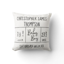 Mod Schwarz-weiß Baby Boy Birth Stat