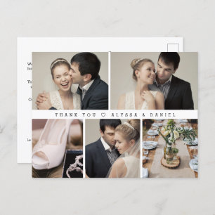 Mod Schwarz-weiß Wedding Foto Herzlichen Dank Postkarte
