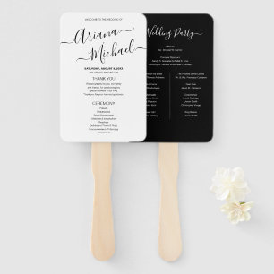 Mod Schwarz-weißes Minimalistisch-Chic-Hochzeitspr Fächer