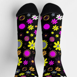 Mod schwarzes Blumenmuster Socken