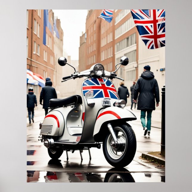 Mod Scooter, Union Jack, Brighton, Parka Poster (Vorne)