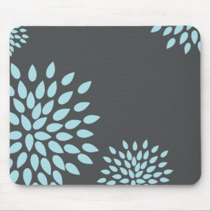Mod Sky Blue Blume auf grauem Hintergrund Mousepad
