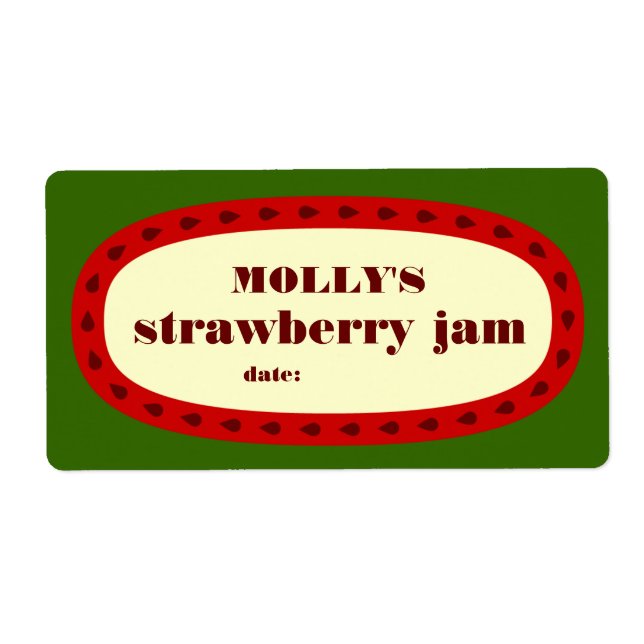 Mod Strawberry Jam Zuhause Canning Jar Label (Vorne)