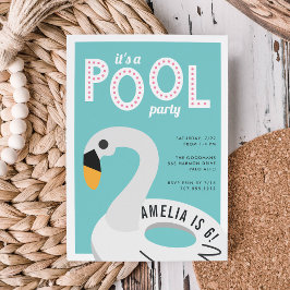 Mod Swan | Pool Party Geburtstagseinladung Einladung