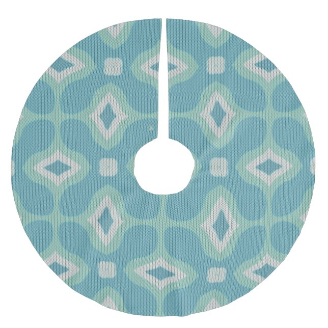 Mod Sweater Pattern der 1960er Jahre - Mute Aqua u Fleece Weihnachtsbaumdecke (Vorderseite)