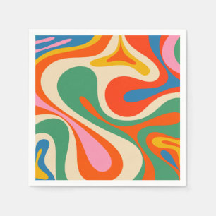 Mod Swirl Retro Trippy Farbige Abstrakte Muster Serviette