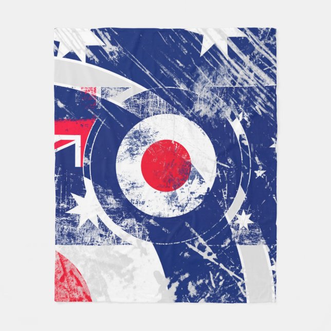 Mod Target Mod Australia Ziel Grunge Roundel Fleecedecke (Vorderseite)