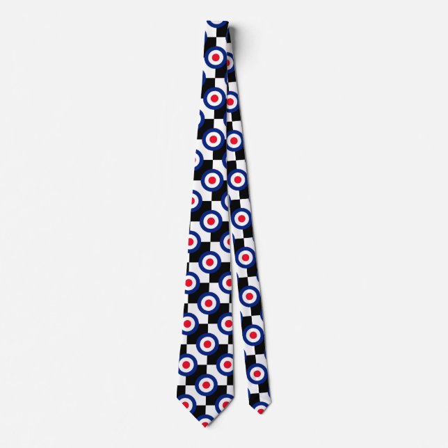 Mod Target Pattern Polka Dots Fashion Großbritanni Krawatte (Vorderseite)