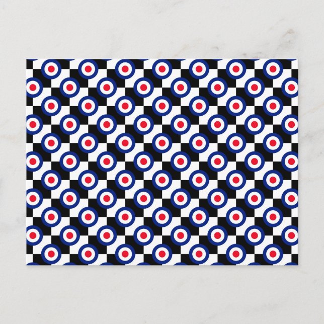 Mod Target Pattern Polka Dots Fashion Vintag Postkarte (Vorderseite)