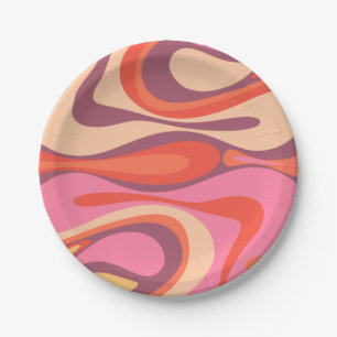 Mod Thang Trippy Retro Moderner Abstrakter Entwurf Pappteller