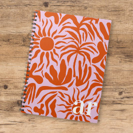 Mod Tropical Boho Pink + Orange Muster Monogramm Notizblock