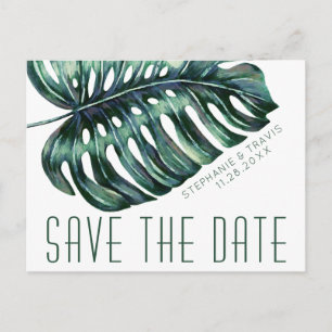 Mod Tropics Monstera Leaf Save the Date Postkarte