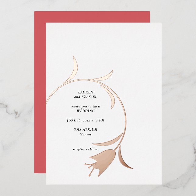 Mod Tulip Foil Wedding Einladung (Vorderseite/Rückseite)
