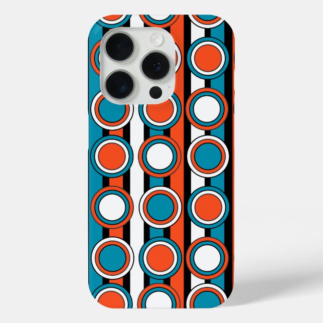 Mod Türkisfarbenes, orangefarbenes Muster Case-Mate iPhone Hülle (Rückseite)