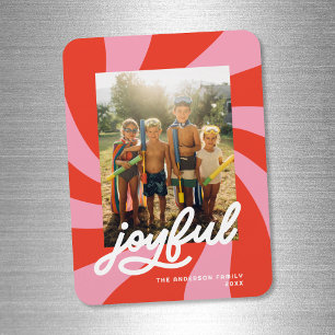 Mod Wavy Retro Groovy Weihnachten Rosa Feiertag Magnet