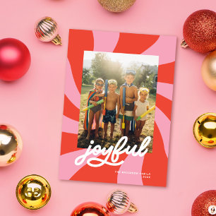Mod Wavy Retro Weihnachten Rosa Rotes Foto