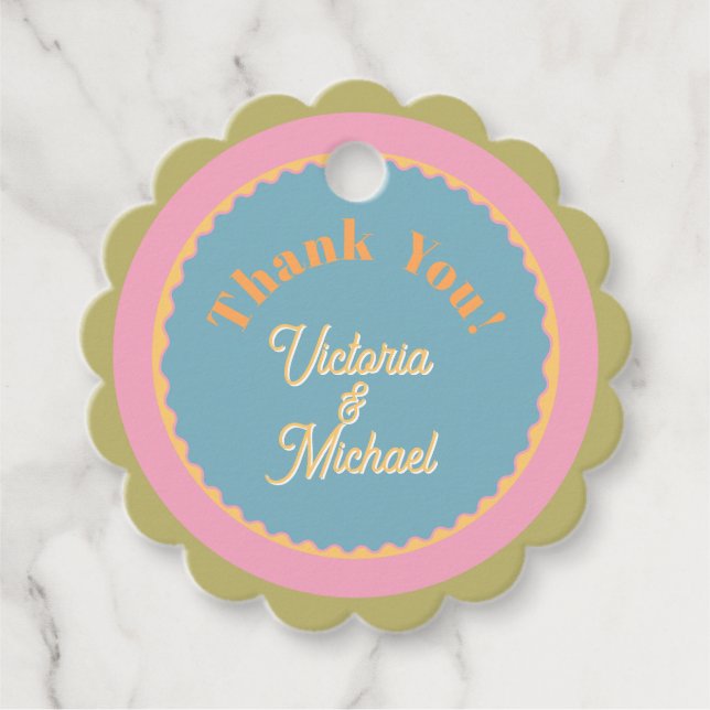 Mod Wedding Daisy Colorful vielen Dank Geschenkanhänger (Vorderseite)