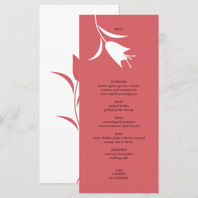 MOD WEIN TULIP WEDING MENÜKARTE (Vorne/Hinten)